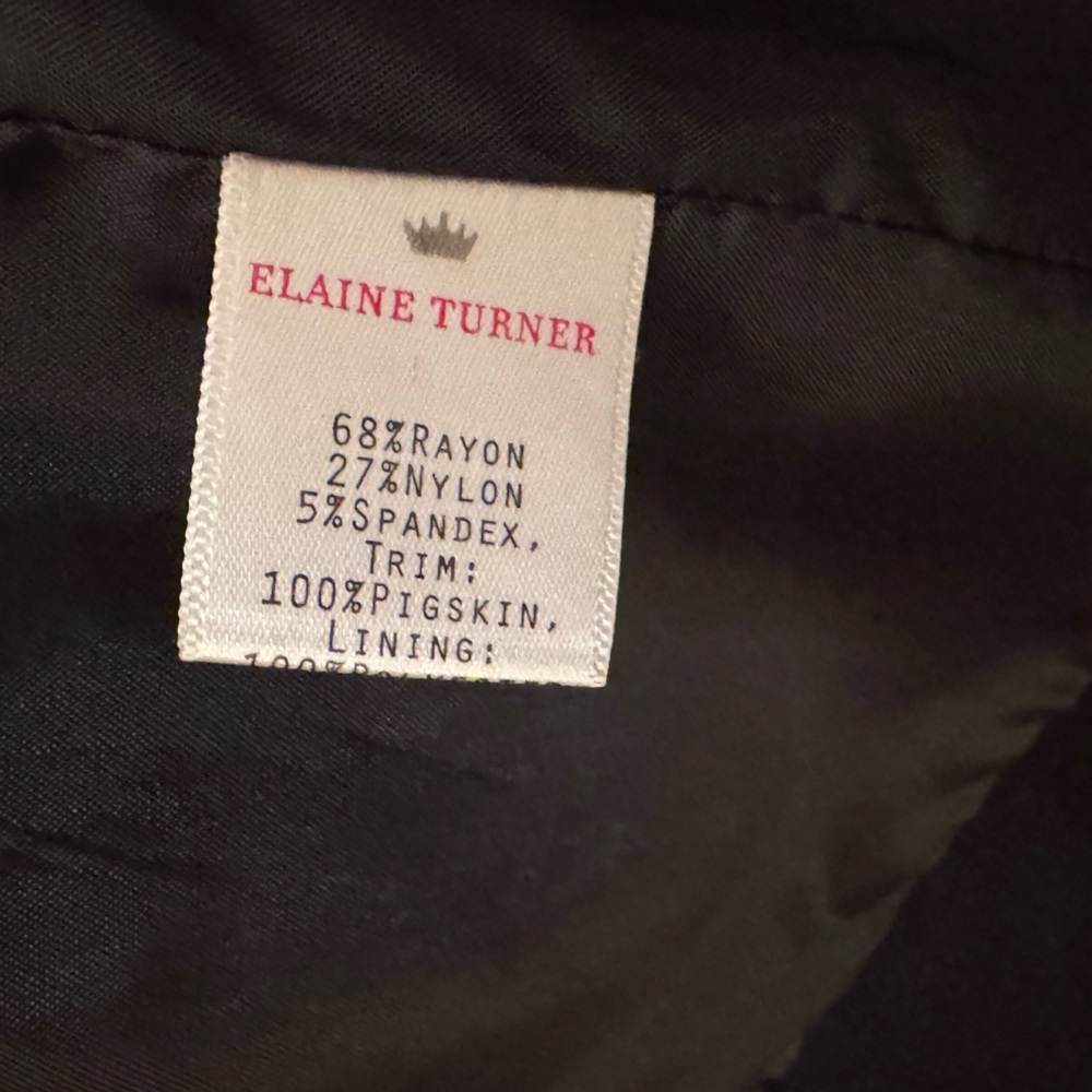 Elaine Turner Black Leather Jacket Asymmetrical Design Sz M - Picture 8 of 9
